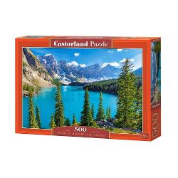 Puzzle de 500 piese cu Spring at Moraine Lake Canada Puzzle-ul are 47 x 33 cm iar cutia masoara 325 x 225 x 5 cm Pentru varste de peste 9 ani