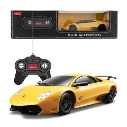 Copilul dumneavoastra se poate juca in voie cu masina cu telecomanda Lamborghini Murcielago LP670 scara 1 la 24 oferita de brandul international Rastar Nicio cursa nu este imposibil de castigat cu acesta masinuta replica oficiala cu licenta a modelului original construita cu mare atentie la detalii Masinuta are proportiile ideale pentru momente pline de distractie si amuzament avand dimensiunile in centimetri dupa cum urmeaza  1969249Masinuta functioneaza pe frecventa de 