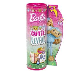 Cu 10 surprize intr-un singur set papusile Barbie Cutie Reveal din seria cu tematica costume fac din descoperirea jucariei o experienta adorabilaCe papusa vei descoperi Deschide pachetul pentru a dezvalui un urs adorabil care poarta un costum de delfin de plus atat de dragut Ridicati capul costumului pentru a dezvalui o papusa Barbie cu par blond imbunatatita de o suvita albastra lata cu puncte de articulatie si detalii stralucitoare pe fataFoloseste apa cu gheata si apa calda 