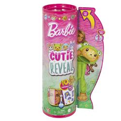 Papusile Barbie Cutie Reveal cu tematica pentru costume de animale ofera cea mai draguta experienta de unboxing cu 10 surprize Descoperiti un caine ca o broasca Scoateti costumul de plus pentru a dezvalui o papusa Barbie mobila cu par lung si colorat Descoperiti mai multe surprize de deschis precum o pereche de pantofi o poseta si un mini animal de companie asortat Întoarceti partea superioara de plus pentru o jacheta din lana si intoarceti capul costumului pentru un pat pentru 