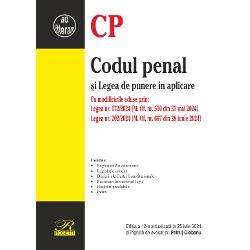 Prezenta edi&539;ie a lucr&259;rii Codul penal &537;i Legea de punere în aplicare con&539;ine textele legislative actualizate la 25 iulie 2024 adnotate cu reglement&259;rile anterioare decizii ale Cur&539;ii Constitu&539;ionale recursuri în interesul legii &537;i hot&259;râri prealabile Sunt incluse modific&259;rile legislative aduse prin Legea nr 1722024 &537;i Legea nr 2022024Legea nr 1722024 introduce un nou alineat la art 83 potrivit 