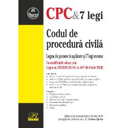 Prezenta edi&539;ie a lucr&259;rii Codul de procedur&259; civil&259; &537;i 7 legi conexe con&539;ine textele legislative actualizate la 25 iulie 2024 adnotate cu legea de punere în aplicare reglement&259;rile anterioare dispozi&539;ii conexe &537;i tranzitorii decizii ale Cur&539;ii Constitu&539;ionale recursuri în interesul legii &537;i hot&259;râri prealabileCodul de procedur&259; civil&259; include 