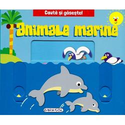 Cauta si gaseste animalele marine ascunse in paginile acestei carti Cauta cu atentie gliseaza piesele mobile si descopera-leIlustratii color de Jordi Busquets