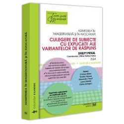 Subiectele selectate respectand structura examenelor pe care se bazeaza astazi concursurile de admitere in profesiile juridice la care se adauga si explicatiile tuturor variantelor de raspuns vor permite simularea examenelorconcursurilor de admitere in profesiile juridice precum si gestionarea emotiilor specifice acestoraLucrarea cuprinde subiectele date la concursurileexamenele de admitere in profesiile juridice din ultimii ani pentru disciplina de concursexamen Drept penal 