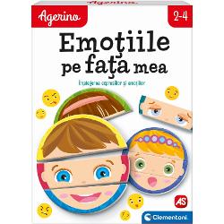 Joc educativ Agerino Emotiile pe fata mea Intelegerea expresiilor si emotiilorO lume de fete care pot fi descoperite in acest joc dragut pentru a-i crea pe cei mici si pentru a numi diferitele sentimente Cu ajutorul cartilor interschimbabile copilul poate creamulte combinatii si detecta diferite expresii faciale Promoveaza indemanarea si dezvoltarea gandirii logice cu multe cartonase plastifiate si un 