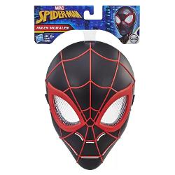 Copiii se pot deghiza in eroii lor preferati din lumea Spider-Man cu ajutorul acestor masti inspirate din seria de animatie dotate cu o banda elastica ce le va face sa se potriveasca pe orice dimensiune a capului Aceasta masca face parte din seria Spider-ma Miles Morales Eroul adolescent alimentat de paianjen se indreapta spre Morales prin oras oprindu-i pe ticalosi in timp ce merge Copiii isi pot imagina ca se imbraca ca eroul care se taraste pe perete Lentilele pentru ochi prezinta 