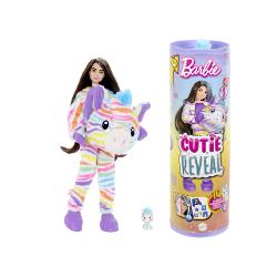 Cu 10 surprize intr-un singur pachet papusile Barbie Cutie Reveal Dream Series ofera cea mai draguta experienta de despachetare cu prieteni de plus moda si distractie transformatoareDespachetati pentru a gasi o zebra adorabila de plus transformata din alb-negru intr-un aspect colorat de vis cu imprimeu cu dungi curcubeu -- atat de dragutRidica capul costumului si dezvaluie o papusa Barbie cu par lung si negru striat de articulatii albastre articulate si detalii stralucitoare 