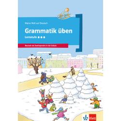 Mit Grammatik üben können Schülerinnen und Schüler ab Klasse 2 wichtige grammatische Themen spielerisch entdecken und weitgehend selbstständig übenEingebettet in die Themenfelder „Alltag und Freizeit“ „Jahr Wetter und Zeit“ und „Feste und Feiern“ werdenu a folgende Bereiche trainiertModalverbenPräteritumPassiv im 