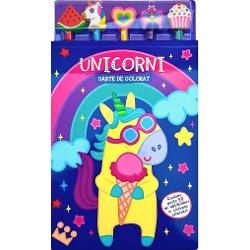 Descopera lumea magica a unicornilor cu aceasta carte de colorat speciala Include 5 creioane colorate cu gume de sters in forme simpatice potrivite pentru a aduce la viata fiecare detaliu Aceasta carte este un moment minunat de distractie pentru copii Contururile colorate ale desenelor ii vor ajuta pe copii sa indetifice culoarea corecta de umplut Contine• 50 de abtibilduri• 5 