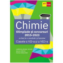 Culegerea de fa&539;&259; cuprinde numeroase exerci&539;ii probleme dar &537;i probe practice pentru clasele a VII-a a VIII-aOlimpiade &537;i concursuri 2015-2023 Subiecte - rezolv&259;ri &537;i baremeCulegerea de fa&539;&259; cuprinde numeroase exerci&539;ii probleme dar &537;i probe practice pentru concursurile &537;i olimpadele de chimie înso&539;ite de rezolv&259;ri &537;i de bareme detaliate