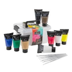 Set culori tempera acrilic Creative Craft 9 culori 75ml cu 6 pensule