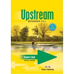 UPSTREAM BEGINNER STUDENTS BOOK este un curs destinat celor care doresc sa invete limba engleza Este folosit in general pentru clasa a V a dar si de adulti nivel incepator Cursul Upstream Beginner contine 5 module de lucru iar fiecare modul include ilustratii color Topics Grammar Vocabulary Reading Listening Speaking si Writing Dupa fiecare modul este o 