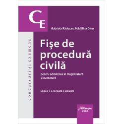 Fisele de procedura civila pentru admiterea in magistratura si avocatura reprezinta o lucrare de maxima importanta pentru candidatii la concursurile si examenele de admitere in profesiile juridice care trebuie sa asimileze sa revizuiasca si sa consolideze un volum mare de materie intr-un timp foarte scurt dar poate constitui un eficient suport si pentru pregatirea examenelor de an sau a examenului de licenta Tocmai de aceea notiunile sunt prezentate 