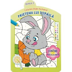 Numerele sunt distractive Patru nivele de dificultate• Numerele de la 1 la 5• Numerele de la 1 la 10• Adunarea si scaderea de la 1 la 10• Adunarea si scaderea de la 1 la 20 1 Coloreaza folosind codul de culori de pe fiecare pagina Numarul iti spune ce culoare sa folosesti2 Distreaza-te lipind pe umbrele albastre autocolantele care se 