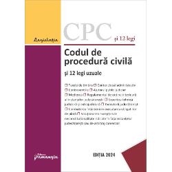 Codul de procedura civila si 12 legi uzuale cuprinde textul la zi al Codului de procedura civila iar in extras sunt redate dispozitiile tranzitorii si de punere in aplicare din Legea nr 762012 si din Legea nr 22013 In plus contine integral sau in extras 10 dintre cele mai uzuale acte normative care intregesc cadrul legal al procedurii civile Regulamentul de ordine interioara al instantelor judecatoresti contenciosul administrativ regimul juridic al 