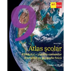 Atlas scolar Pamantul - planeta oamenilor elemente de geografie fizica - clasa a IX-aConceput pentru a putea fi utilizat impreuna cu oricare dintre manualele scolare aprobate acest atlas scolar actualizeaza informatiile referitoare la geografia fizica pentru clasa a IX-a atat pentru continuturile referitoare la Univers si la Sistemul Solar cat si pentru secventele legate de geosferele terestre si elementele de mediuBeneficiind de un suport 