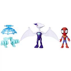 Alaturati-va echipei Spidey in cele mai recente aventuri cu pachetele de 2 figurine de actiune Marvel Spidey and His Amazing Friends Super Hero Aceste seturi de figurine Marvel includ fiecare o figura de actiune cu erou de 10 cm precum si o figura de dino care poate fi pozitionata la scara mare Figurile Hero prezinta costume actualizate cu decor Dino-Webs precum si actiunea Hero Reveal Pur si simplu ridicati mastile figurilor pentru a le dezvalui fetele E timpul sa treci in actiune 