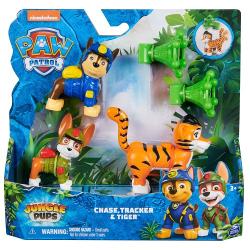 Pregateste-te pentru o expeditie plina de adrenalina in adancurile junglei alaturi de eroicii catei din Patrula Catelusilor Acest set fantastic include trei figurine adorabile si detaliate Chase liderul curajos si inteligent al echipei Tracker exploratorul indraznet si agil si Tiger noul membru al echipei un tigru bengalez cu dungi aurii si un spirit aventurier Recreeaza scene palpitante din episoadele tale preferate ale Patrulei Catelusilor si exploreaza lumea exotica a junglei 