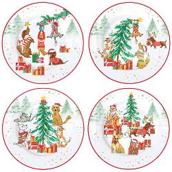 Set cu 4 farfurii de portelan Christmas Gang 19 cm Easy Life R0924chga