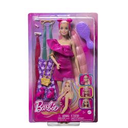 Dedicata tuturor lucrurilor legate de par colectia Barbie Fun &amp Fancy Hair prezinta papusi glam cu coafuri colorate &Icircn plus cele 10 piese de moda si styling incluse permit personalizarea fara sfarsit Papusa Barbie&reg are 21 cm de par blond foarte lung care poate fi aranjat cu note fantastice de culoare Ea poarta o minirochie roz lucios cu cercei albi si pantofi aurii cu bretele Copiii isi pot transforma cu usurinta aspectul cu moda mix-and-match Vine cu o rochie 