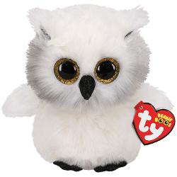 Jucarie de plus TY Beanie Boos - Austin bufnita alba 24 cm TY36480