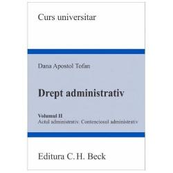 Al doilea volum al cursului de Drept administrativ se concentreaza asupra celor doua institu&539;iifundamentale Actul administrativ &537;i Contenciosul administrativ Acestea sunt prezentateadeseori în raport cu celelalte institu&539;ii ale dreptului administrativ dar mai ales dinperspectiva interdependen&539;ei &537;i permanentei conexiuni care le caracterizeazaLucrarea cuprinde 7 prelegeri pentru 