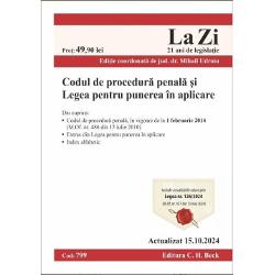 Codul de procedura penala a fost modificat cel mai recent prin Legea nr 1262024 privind unele masuri pentru consolidarea capacitatii de combatere a evaziunii fiscale precum si pentru modificarea si completarea unor acte normativ MOf nr 437 din 13 mai 2024Totodata include &537;i cele mai recente Decizii ale Cur&539;ii Constitu&539;ionale &537;i ale Înaltei Cur&539;i de Casa&539;ie &537;i 