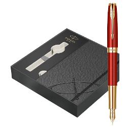 Set cu Stilou Parker Sonnet penita 18K lac ruby GT si agenda 