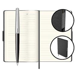  Set cu Agenda A5 Chester premium black hard cover si inchidere magnetica si pix Metropolis 78 Black