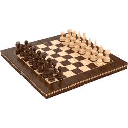Joc 2 in 1 Sah si Table fabricat in Romania Cutia jocului este din lemn masiv lacuit Piesele sunt de asemenea din lemn masiv lacuit Dimensiunea cutiei este 32 x 32 cm Diametrul pieselor este de 24 cm Jocul de Sah contine 32 piese in doua culori Jocul de Table contine 30 piese in doua culori