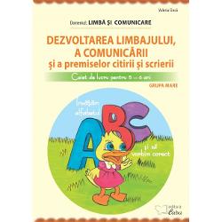 Fisele de lucru au rolul de a-i familiariza pe cei mici cu literele de tipar ale alfabetului pentru a-i ajuta ulterior la recunoasterea si folosirea acestora Prin intermediul acestui caiet copiii vor aprofunda despartirea cuvintelor in silabe De asemenea acestia vor invata sa formuleze propozitii si intrebari care o sa-i ajute la imbogatirea vocabularului si la folosirea corecta a cuvintelor