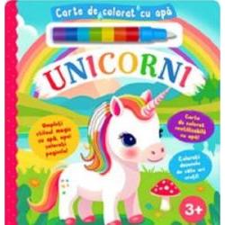 Contine stilou magic pentru colorat cu apaUnicorni Carte de colorat cu ap&259; este o carte interactiv&259; destinat&259; copiilorAceasta con&539;ine 10 pagini ilustrate cu unicorni care prind via&539;&259; atunci când sunt colorate cu ajutorul stiloului magic inclusStiloul se umple cu ap&259; iar la contactul cu paginile imaginile ascunse devin vizibile oferind o experien&539;&259; de colorat curat&259; &537;i 