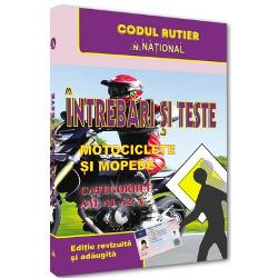 Descriere - Intrebari si teste Motociclete si mopede Categoriile AM A A1 A2 Editia 2025Adaptata la noua legislatie rutiera din Romania si revizuita recent editia 2025 a lucrarii de fata include Ordonanta de urgenta a Guvernului nr 1952002 privind circulatia pe drumurile publice cu toate completarile la zi Regulamentul de aplicare al Ordonantei de urgenta a Guvernului nr 1952002 o sectiune despre amenzi puncte de penalizare suspendarea exercitarii dreptului de a conduce 