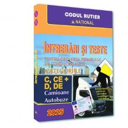 Conceputa pentru a veni în ajutorul cursan&539;ilor care au în vedere ob&539;inerea permisului de conducere categoriile C &537;i D edi&539;ia 2025 a lucrarii ÎNTREBARI &536;I TESTE PENTRU OB&538;INEREA PERMISULUI DE CONDUCERE AUTO CATEGORIA CD include principalele legi ale codului rutier Ordonan&539;a de urgen&539;a a Guvernului nr 1952002 privind circula&539;ia pe drumurile publice cu toate completarile la zi &537;i Regulamentul de aplicare a 