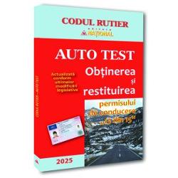 Lucrarea  AUTO TEST – OB&538;INEREA &536;I RESTITUIREA PERMISULUI DE CONDUCERE 13 DIN 15 – 2025   se adreseaz&259; în special acelora care posed&259; permis de conducere dar c&259;rora din diverse motive noile modific&259;ri ale legisla&539;iei rutiere nu le sunt pe deplin cunoscuteCartea se dore&537;te a fi un instrument care ajut&259; posesorul de permis s&259;-&537;i reactualizeze cuno&537;tin&539;ele rutiere teoretice Foarte 