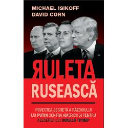 Ruleta ruseasca este povestea unui scandal politic fara precedent amestecul Rusiei in procesul electoral americanVolumul prezinta povestea socanta a relatiei dintre Donald Trump si Vladimir Putin surprinzand toate aspectele esentiale cuprinse intre momentul iunie 2013 cand magnatul american isi exprima pe Twitter dorinta de a deveni noul cel mai bun prieten al presedintelui rus si felicitarile pe care omul forte de la Kremlin i le-a transmis lui Trump in noiembrie 2016 ca 