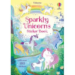 Join the unicorns and their fairy friends as they splash through waterfalls explore crystal caves and play in the enchanted forest Add sparkly stickers to bring the fantastical scenes to life 