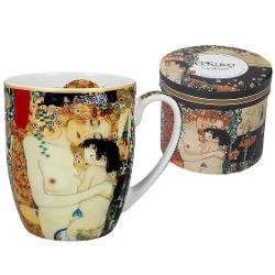 Cana din por&539;elan „Klimt – Maternitate” este un omagiu adus uneia dintre cele mai emo&539;ionante lucr&259;ri ale lui Gustav Klimt parte din faimosul ciclu „Cele trei vârste ale femeii” Decorat&259; cu detalii aurii &537;i motive delicate 