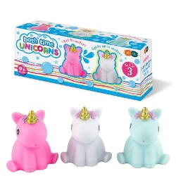 Setul contine 3 jucarii sub forma de unicorni 2 stropesc cu apa si unul dintre ei lumineazaContine 2 unicorni care stropesc cu apa 1 unicorn cu LED care lumineazaDimensiuni cutie 175  x5 x 68 cmVarsta recomandata 9 luniBaterii 1 baterie LR44 inclusa