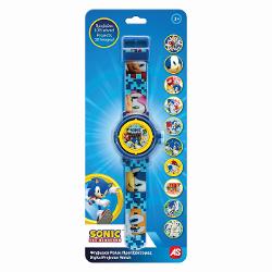 Ceas digital cu proiector Sonic Proiecteaza 10 imagini diferite Ceasul digital pentru copii de culoare albastra are curea din cauciucplastic pentru o potrivire stabila pe mana copilului si rezistenta la utilizarea zilnica
