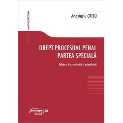 Cartea Drept procesual penal Partea speciala prezinta institutiile din Partea speciala a Codului de procedura penala in vigoare fiind o continuare fireasca a celei intitulate Drept procesual penal Partea generala aparuta de asemenea la Editura HamangiuLucrarea cuprinde 5 titluri urmarind structura codului Astfel sunt analizateurmarirea penala;camera preliminara;judecata in prima instanta in caile de atac ordinare si in cele extraordinare 