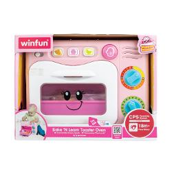 Micutul tau poate deveni un mic bucatar talentat cu jucaria cuptor cu microunde de la Winfun Conceput pentru a duce joaca de gatit la un alt nivel cuptorul include butoane pentru coacere temporizator si control al temperaturii toate perfect adaptate pentru mainile celor mici Trei butoane speciale redau sunete distractive si fraze despre mancarurile preferate stimuland creativitatea Setul include o tava si trei alimente amuzante  un cupcake un croissant si o pizza  perfecte pentru 