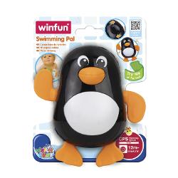 Winfun Jucarie de Baie Pinguinul inotator aduce multa distractie in timpul baii Pinguinul se misca cu ajutorul inotatoarelor sale activate prin rotirea butonului oferind copiilor o experienta de joc captivanta Jucaria este usor de curatat fiind perfecta pentru a fi utilizata in apa Ideala pentru micii iubitori de jocuri in baie acest pinguin aduce un zambet pe fata celor mici incurajand jocul activ si dezvoltarea abilitatilor motorii