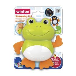 Winfun Jucaria de Baie Broscuta inotatoare este jucaria perfecta pentru distractia celor mici in timpul baii Cu un design colorat si simpatic aceasta broscuta inoata cu ajutorul inotatoarelor sale activate prin rotirea butonului Copiii se vor bucura sa o vada cum se misca prin apa iar interactiunea cu ea dezvolta coordonarea si abilitatile motorii fine Jucaria este usor de curatat fiind ideala pentru jocurile de apa