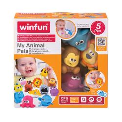 Setul Jucarii de Baie Animalute Winfun include cinci figurine prietenoase inspirate de animalele din jungla hipopotam leu maimuta elefant si zebra Aceste animalute colorate sunt ideale pentru a transforma baia intr-o experienta distractiva Fiecare animalut este usor de manevrat stimuland dezvoltarea abilitatilor motorii fine ale micutilor Setul incurajeaza jocurile imaginative si ajuta copiii sa invete despre animale intr-un mod jucaus chiar si in timpul baii Animalutele sunt 