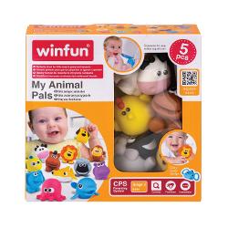 Setul Jucarii de Baie Animalute Winfun include cinci figurine prietenoase inspirate de animalele de la ferma caine vaca gaina cal si oaie Aceste animalute colorate sunt ideale pentru a transforma baia intr-o experienta distractiva Fiecare animalut este usor de manevrat stimuland dezvoltarea abilitatilor motorii fine ale micutilor Setul incurajeaza jocurile imaginative si ajuta copiii sa invete despre animale intr-un mod jucaus chiar si in timpul baii Animalutele sunt rezistente usor de 