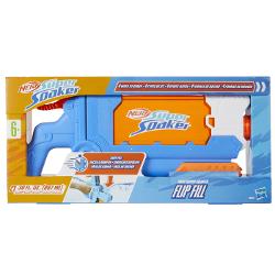 Blasterul cu apa Nerf Super Soaker Flip Fill are 4 stiluri diferite de difuzare a apei astfel incat sa poti alege modul in care iti vei uda prietenii si familia in joaca cu apa din curte Roteste duza de pe blaster pentru a dezlantui un jet subtire lanseaza un jet puternic invalui-i pe toti intr-o ploaie de stropi sau lanseaza potopul cu un jet in evantai Tinteste si pompeaza inapoi si inainte pentru a incepe distractia cu apa Blasterul are un design de umplere rapida ca sa poti iesi la 