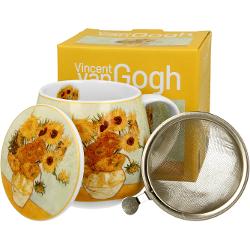 Can&259; cu infuzor &537;i capac FLOAREA-SOARELUI inspirat&259; de V van Gogh parte a seriei Art Gallery  realizat&259; din por&539;elan de calitate superioara caracterizat&259; printr-o culoare alb-crem elegant&259; &537;i natural&259; cu o str&259;lucire delicat&259; precum &537;i o durabilitate excep&539;ional&259;Perfect pentru prepararea infuziilor &537;i a ceaiului aromat preferatCana 