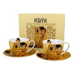 Set cu dou&259; ce&537;ti cu farfurioare THE KISS ECRU de 270 ml   inspirate de Gustav Klimt parte a seriei Art Gallery  realizate din por&539;elan de calitate superioar&259; caracterizat printr-o culoare alb-crem elegant&259; &537;i natural&259; cu o str&259;lucire delicat&259; precum &537;i o durabilitate excep&539;ional&259;Setul este decorat cu o reproducere a 