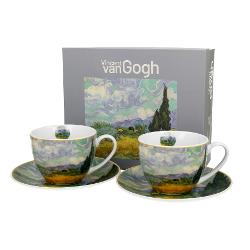 Set cu dou&259; ce&537;ti cu farfurioare WHEAT FIELD inspirate de V van Gogh parte a seriei Art Gallery  realizate din por&539;elan de calitate superioar&259; caracterizat printr-o culoare alb-crem elegant&259; &537;i natural&259; cu o str&259;lucire delicat&259; precum &537;i o durabilitate excep&539;ional&259;Setul este realizat&259; din por&539;elan decorat cu o reproducere a picturii lui van 